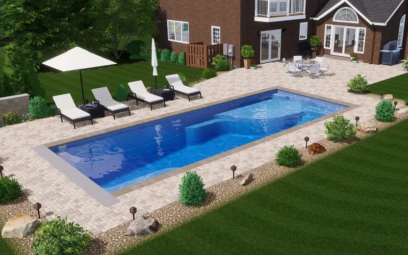 Latham Ariel 16 fiberglass pool – photo 1