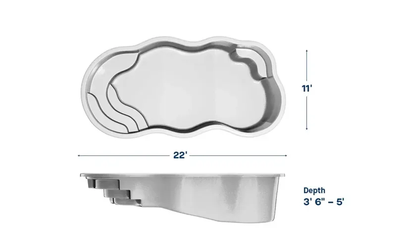 Latham Aruba plan view with dimensions