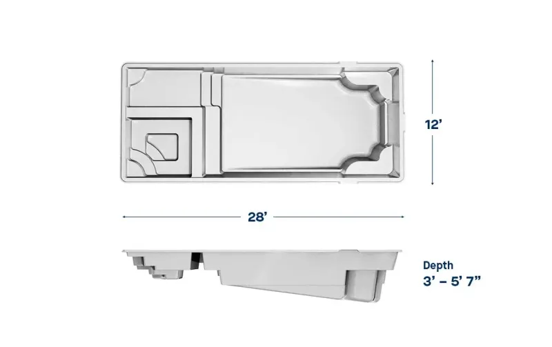 Latham Astoria 12 plan view with dimensions