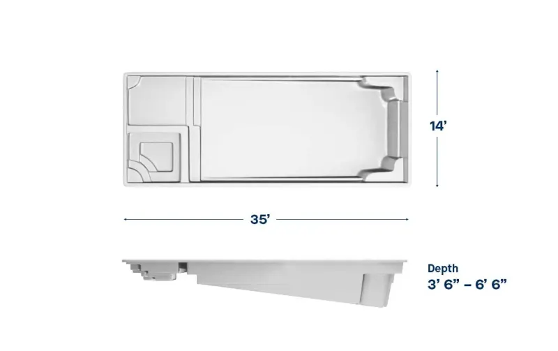 Latham Astoria 14 plan view with dimensions