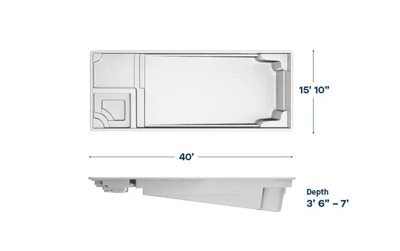 Latham Astoria 16 plan view with dimensions