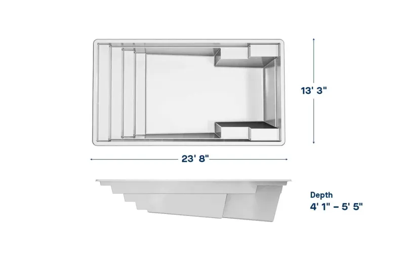 Latham Athens 13.23 plan view with dimensions