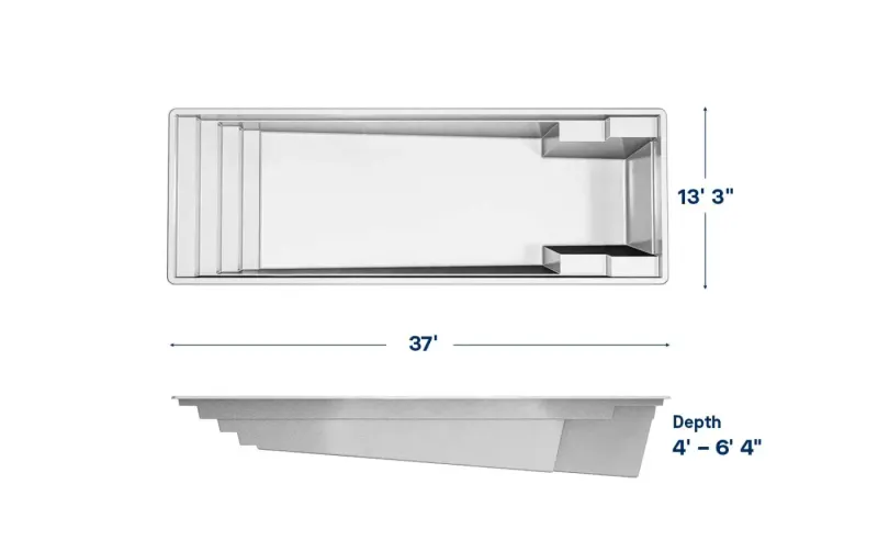 Latham Athens 13.37 plan view with dimensions