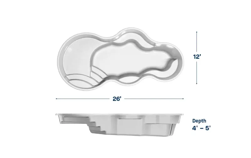 Latham Axiom 12 plan view with dimensions