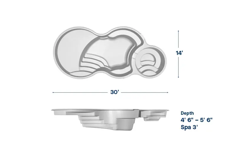 Latham Axiom 14 Deluxe plan view with dimensions