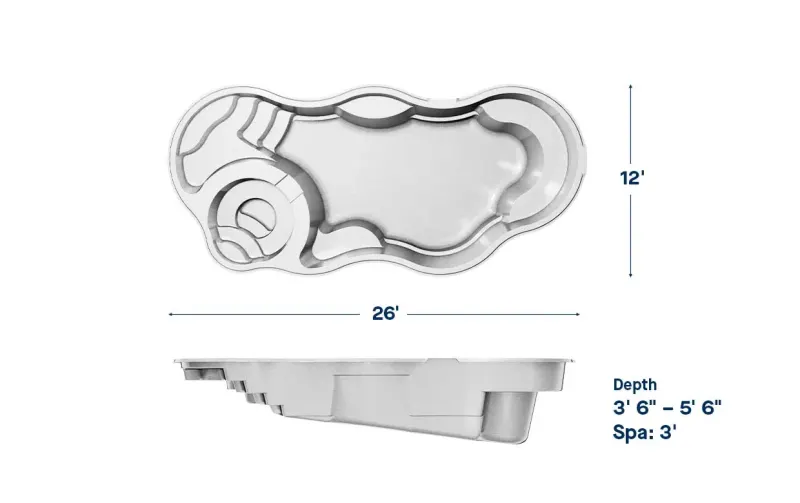 Latham Bermuda 12 Deluxe plan view with dimensions