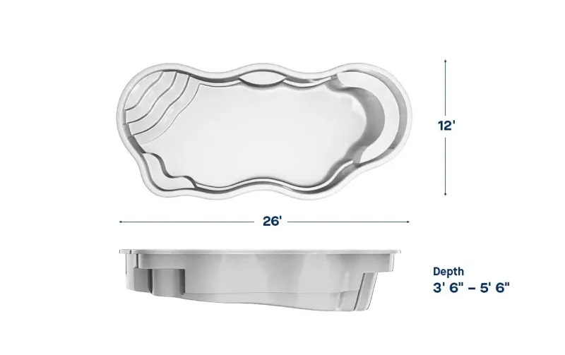 Latham Bermuda 12 plan view with dimensions