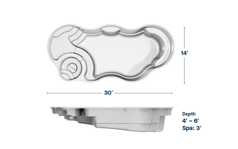 Latham Bermuda 14 Deluxe plan view with dimensions