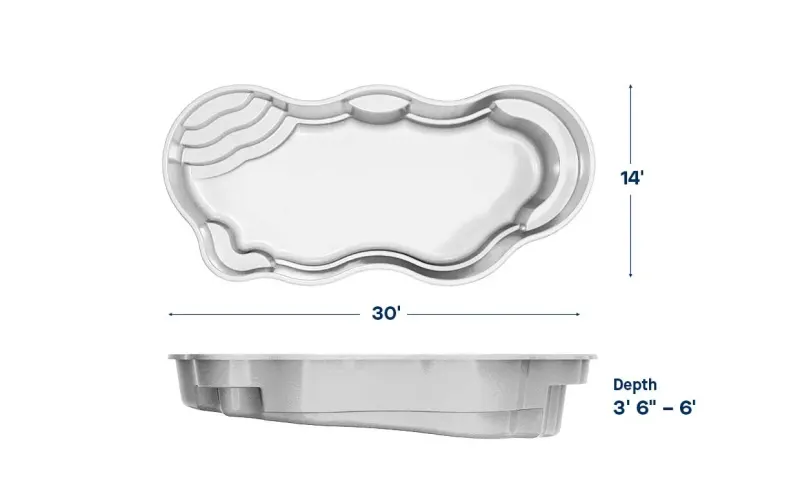 Latham Bermuda 14 plan view with dimensions