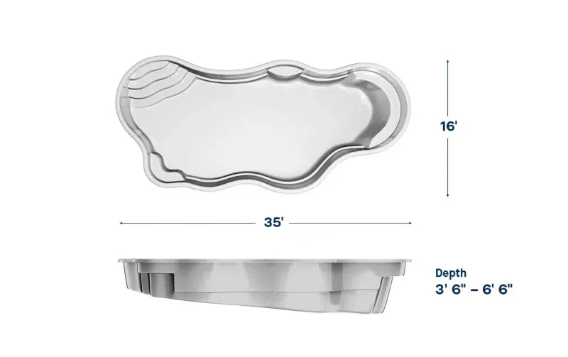 Latham Bermuda 16.35 plan view with dimensions
