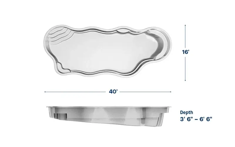 Latham Bermuda 16.40 plan view with dimensions