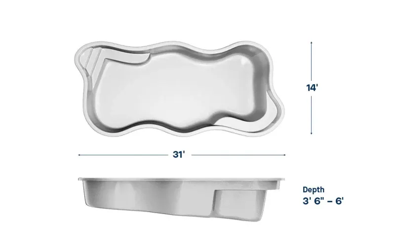 Latham Cape Cod 14 plan view with dimensions