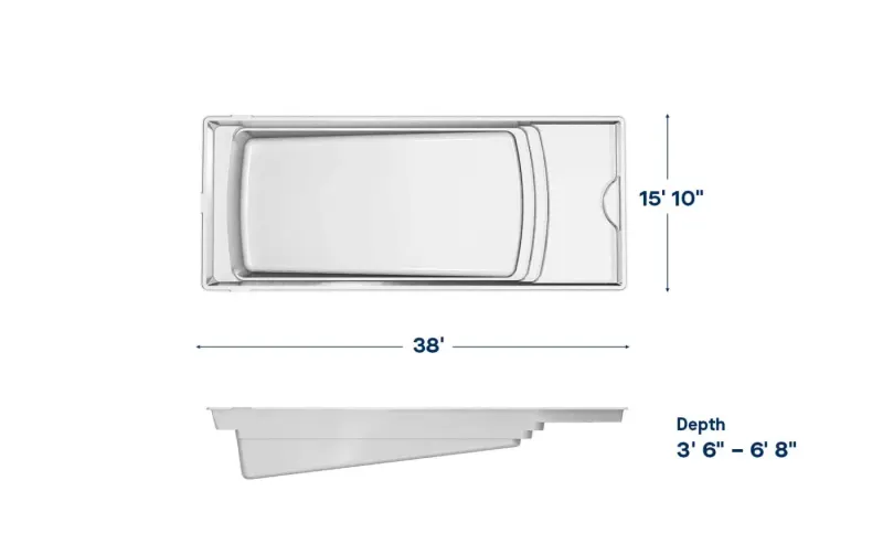 Latham Cayman 16 plan view with dimensions