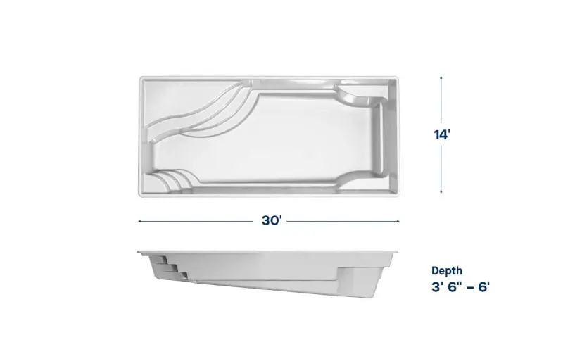 Latham Olympia 14 plan view with dimensions