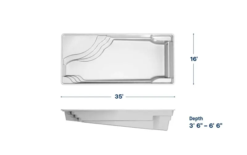Latham Olympia 16 plan view with dimensions