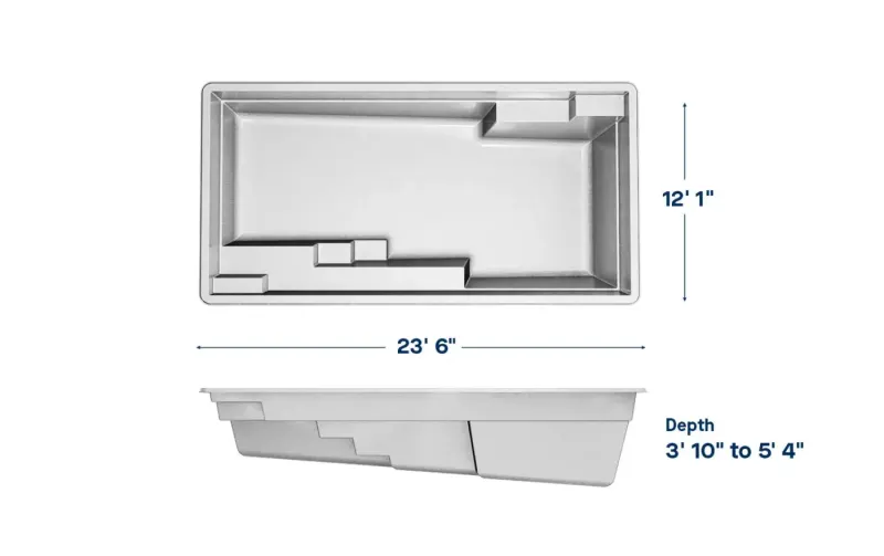 Latham San Marino 12.23 plan view with dimensions