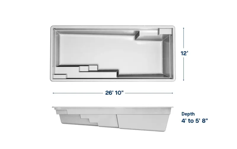 Latham San Marino 12.26 plan view with dimensions
