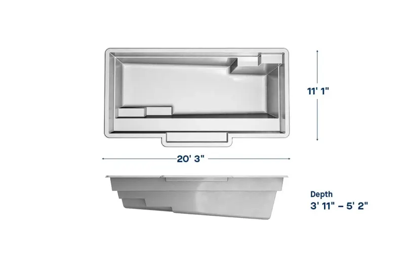 Latham Tuscan 11.20 plan view with dimensions