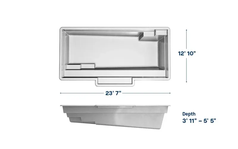 Latham Tuscan 13.24 plan view with dimensions