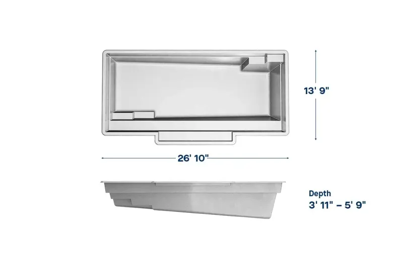 Latham Tuscan 14.27 plan view with dimensions