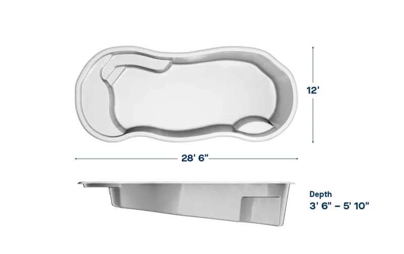 Latham Vista Isle plan view with dimensions